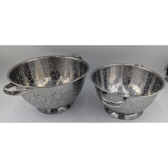 Colander Strainer Stainless Steel Progressive Korea Lot of 2 - 11.5" and 10.5" - Picture 1 of 16